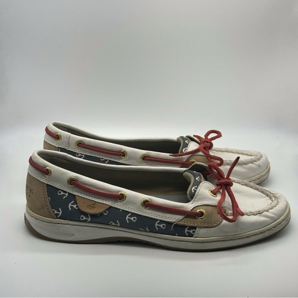 Sperry White Blue & Red Anchor Loafers - Picture 4 of 9